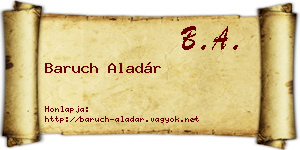 Baruch Aladár névjegykártya